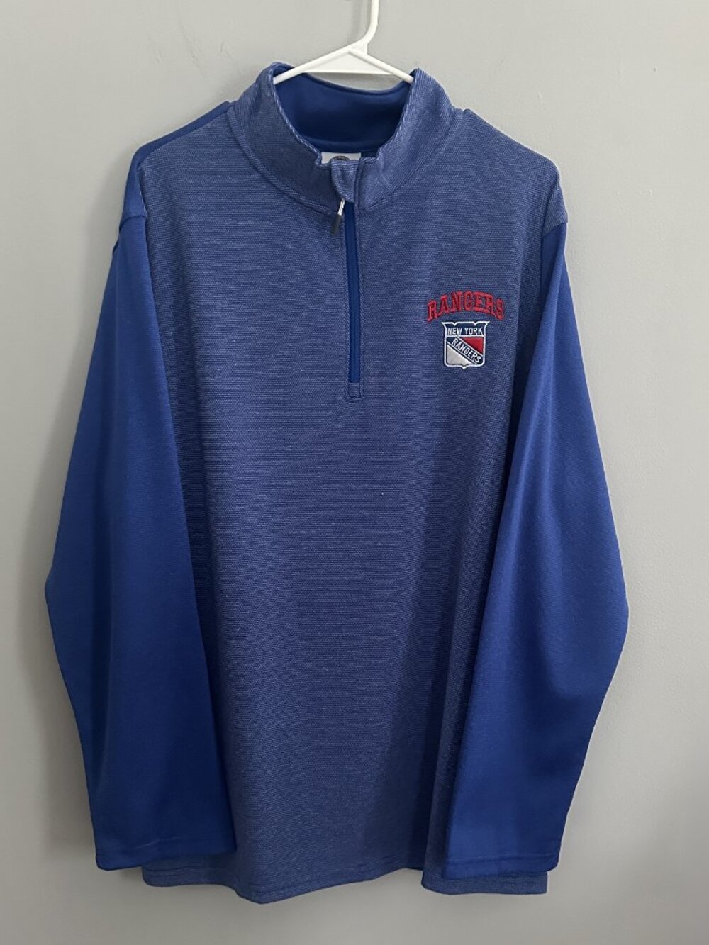 New York Rangers Quarter-Zip Pullover Sweatshirt | Blue NHL Fan Gear Men's Large